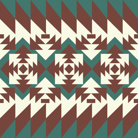 Seamless Ethnic Pattern Texture. Navajo Geometric Print, Rustic Decorative Ornament. Abstract Geometric Pattern. Native American Pattern Ornament for the Design of Clothingのイラスト素材