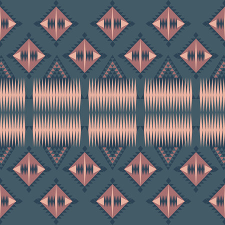 .Blue- Terracotta Tone Vector geometric pattern with retro-inspired shapes, trendy color palette,...