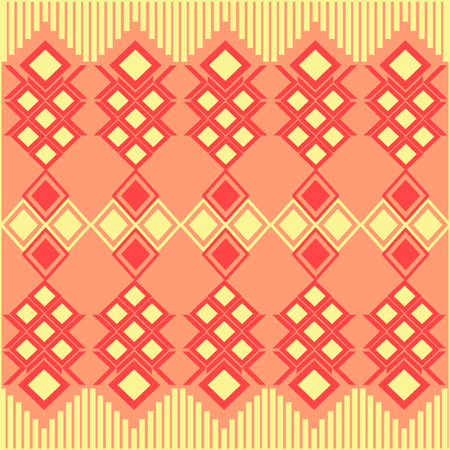 Red-Yellow tone vector geometric pattern with retro-inspired shapes, a trendy color palette, and a...