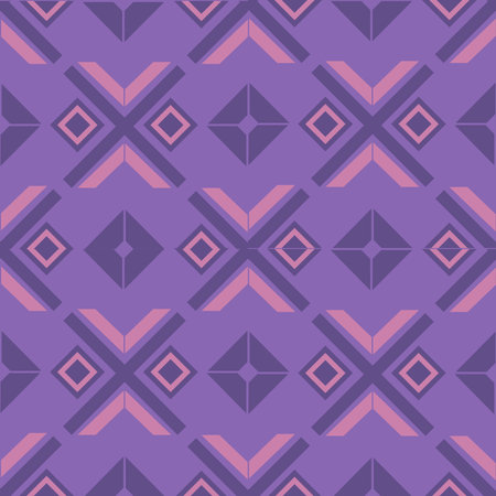A Pink-Purple Tone vector geometric pattern with retro-inspired shapes, a trendy color palette, and a versatile layout. Great for digital art, poster design, and Textile Printのイラスト素材