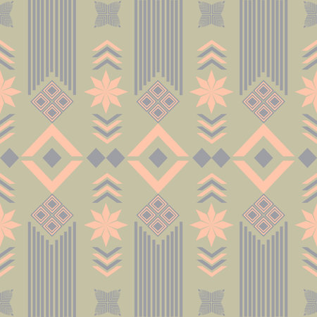 Earthy Tone vector geometric pattern with retro-inspired shapes, a trendy color palette, and a...