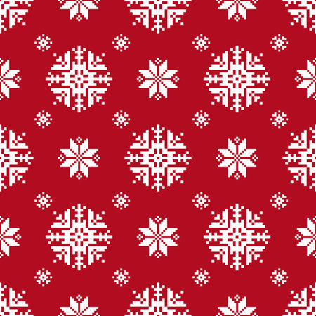 Christmas Art Abstract with Floral Pixel Designs. Geometric Ethnic Pattern, Embroidery, Textile Ornamental, Fabric, Hand Stitch Pattern, Cultural Stitching Pixel Artのイラスト素材