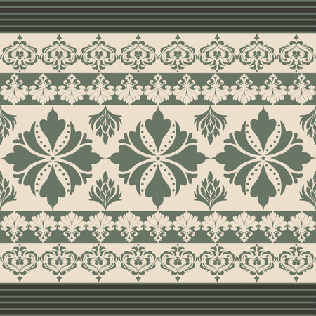 Green tone Luxury Damask Pattern â Elegant Ornate Design for High-End Interiors & Fashion. Indulge in timeless sophistication with this exquisite damask pattern,のイラスト素材