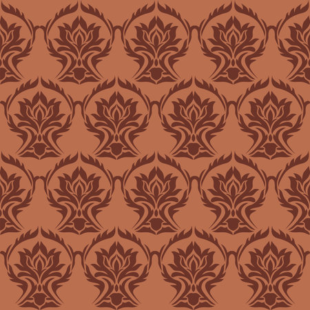 Earthy tone Luxury Damask Pattern â Elegant Ornate Design for High-End Interiors & Fashion. Indulge in timeless sophistication with this exquisite damask patternのイラスト素材