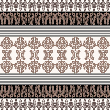 Earthy Tone Luxury Damask Pattern â Elegant Ornate Design for High-End Interiors & Fashion. Indulge in timeless sophistication with this exquisite damask patternのイラスト素材