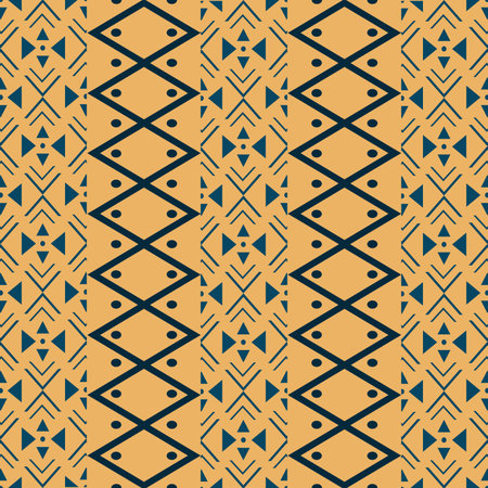 A Yellow-Blue abstract geometric seamless pattern featuring clean lines and bold symmetry. Ideal for...