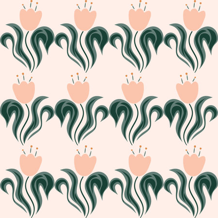 Pastel Seamless floral pattern collection featuring abstract botanical flowers and organic flowing shapes.のイラスト素材