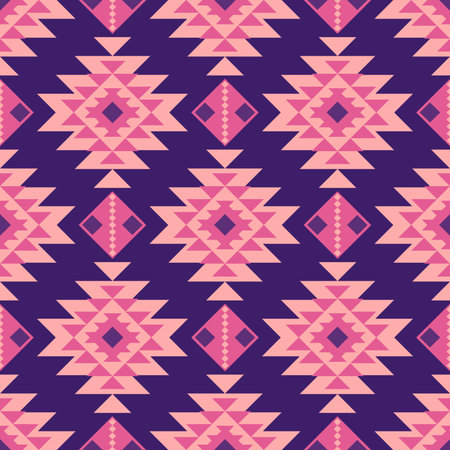 Tribal Geometric Seamless Pattern inspired by Ethnic and Folk art Motifs. Featuring repeating...