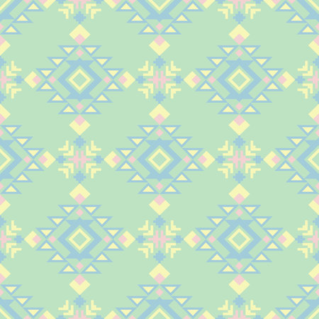 Tribal Geometric Seamless Pattern inspired by Ethnic and Folk art Motifs. Featuring repeating...
