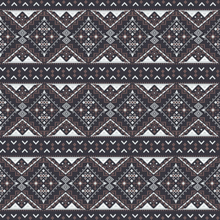 Tribal Geometric Seamless Pattern inspired by Ethnic and Folk art Motifs. Featuring repeating...