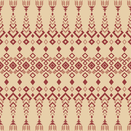 Tribal Geometric Seamless Pattern inspired by Ethnic and Folk art Motifs. Featuring repeating geometric shapes, symbolic forms, and vibrant color palettesのイラスト素材