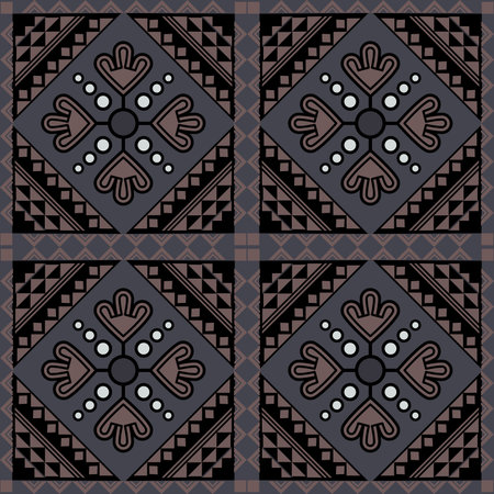 Seamless floral pattern collection featuring abstract botanical flowers and organic flowing shapes. Decorative repeating design with a modern vintage color paletteのイラスト素材