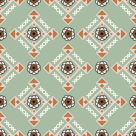 Seamless floral pattern collection featuring abstract botanical flowers and organic flowing shapes. Decorative repeating design with a modern vintage color paletteのイラスト素材