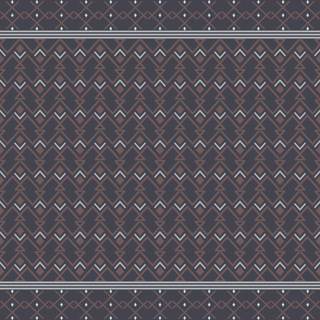 Ethnic Geometric Seamless Pattern inspired by Traditional textile weaving and folk motifs. Featuring repeating diamond, stripe, zigzag, and grid elements with handcrafted textureのイラスト素材