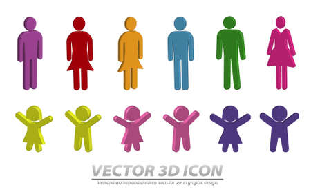 Vector 3D icon Men and women and children icons for use in graphic designのイラスト素材