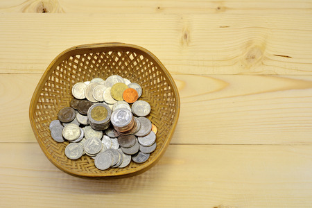 close-up Thai Baht Coins background. Thailand moneyの写真素材