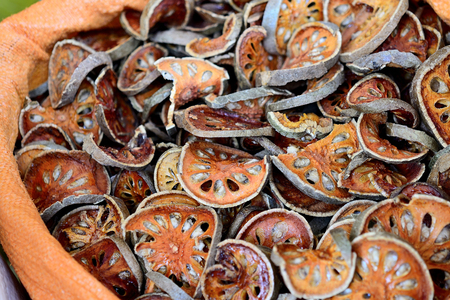 a lot of Aegle marmelos Bael fruitの写真素材