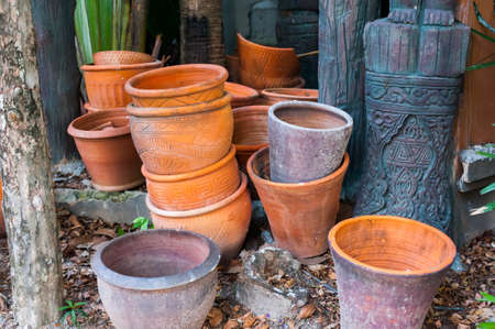 Old clay potsの写真素材