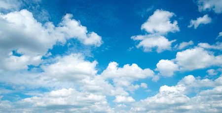 Blue sky with white cloud panorama view on sunny dayの写真素材