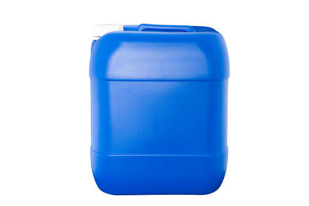 Blue plastic container isolated on white background (with clipping work path)の写真素材