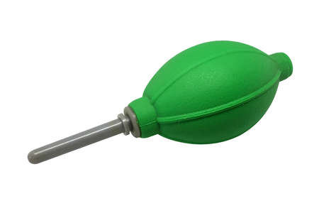 Close-up Green Rubber air blower ball for cleaning camera and lens with clipping pathの写真素材