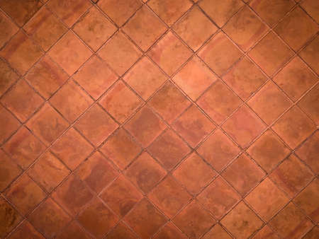 Old red bricks floor backgroundの写真素材