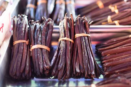 Bourbon vanilla beans in local market
