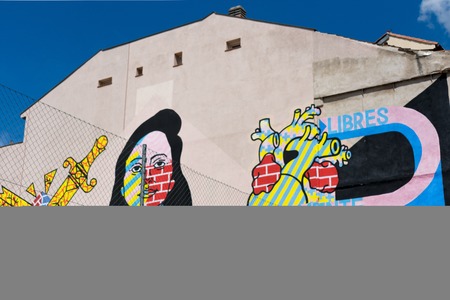 Madrid, Spain - May 20 2018: Graffiti artwork in the center of Madridのeditorial素材