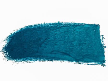 single sparkle blue paint brush strokes on white backgroundの写真素材
