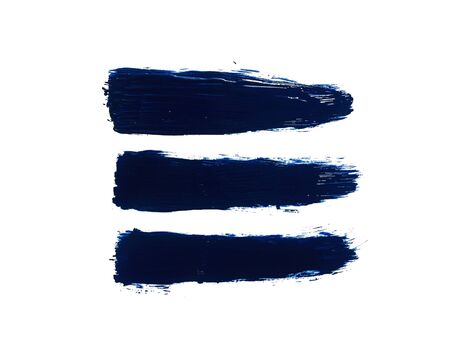 set of blue paint brush strokeの写真素材