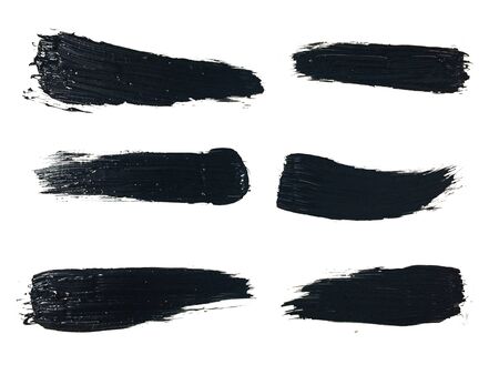 set of black paint brush strokeの写真素材