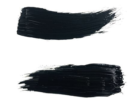 set of black paint brush strokeの写真素材