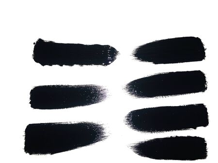 set of black paint brush strokeの写真素材