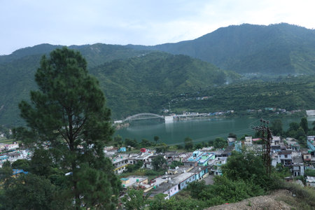 The view from the top of the mountain to the city and the river.