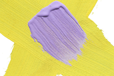 Abstract oil paint brush strokes on white background. Texture of strokes of colored paintの写真素材