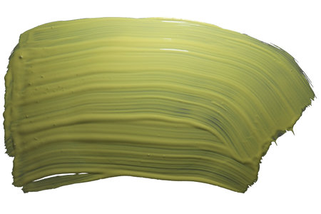 Green paint brush strokes isolated on white background, clipping path included.の写真素材
