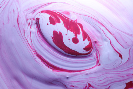 Abstract background of pink and white acrylic paint with splashes and dropsの写真素材