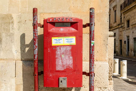 Red mail box in Apulia, Southern Italy - Europeの写真素材
