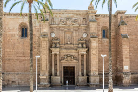 Facade of the cathedral in Almeria, Andalusia, Spain, Europeの写真素材