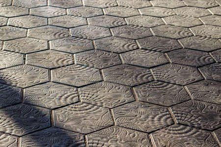 Sidewalk of the Paseo de Gracia, designed by Antonio Gaudi in Barcelona, Catalonia, Spainの写真素材