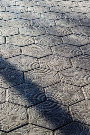 Sidewalk of the Paseo de Gracia, designed by Antonio Gaudi in Barcelona, Catalonia, Spainの写真素材