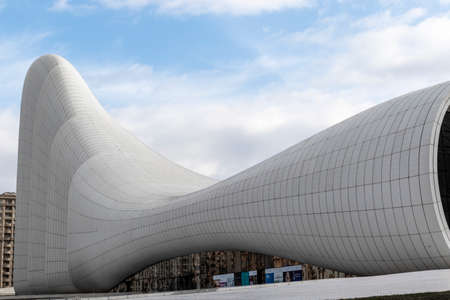 Facade of the Heydar Aliyev Center (Zaha Hadid Architects) in Baku, Azerbaijanのeditorial素材