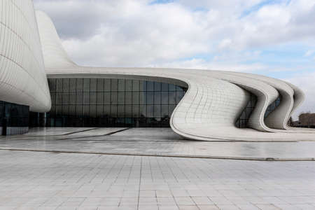 Facade of the Heydar Aliyev Center (Zaha Hadid Architects) in Baku, Azerbaijanのeditorial素材