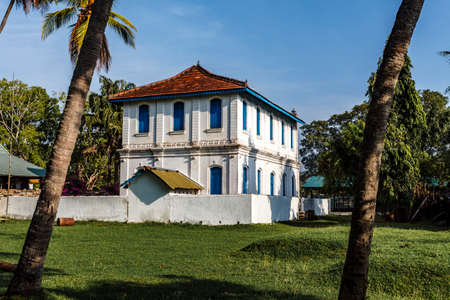 Exterior of a white colonial building in Anuradhapura, Sri Lanka, Asiaのeditorial素材