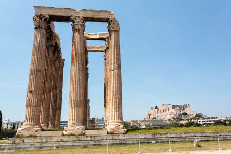 Ruin of the temple of Olympian Zeus in Athens, Greece, Europe