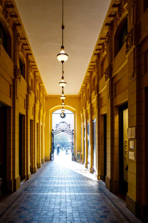 Oktagon, is an urban passageway connecting Petar Preradovic Square with Ilica Street through the building of the former First Croatian Savings Bank in Zagreb, Croatia, Europeの写真素材