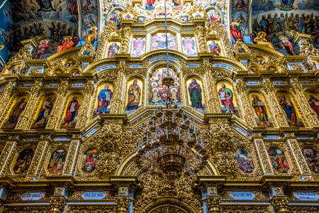 Kyevo-Pecherschka Lavra, altar inside the Dormition cathedral, Upper Lavra, Kiev (Kyiv), Ukraineのeditorial素材