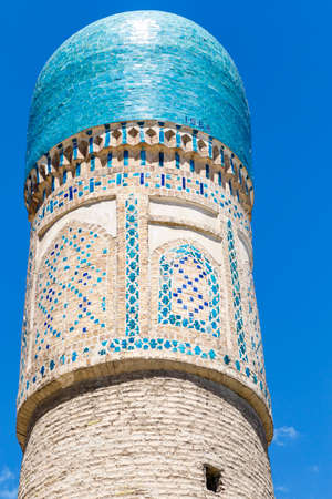 Exterior of the Chor Minor Madrassah in Bukhara, Uzbekistan, Central Asiaの写真素材