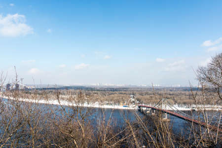 View at the center of Kyiv and the Dnieper river, Ukraine, Europeの写真素材