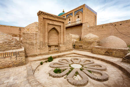 Exterior of an old mosque and madrassa in the khanate of Khiva, Uzbekistan, Central Asiaの写真素材
